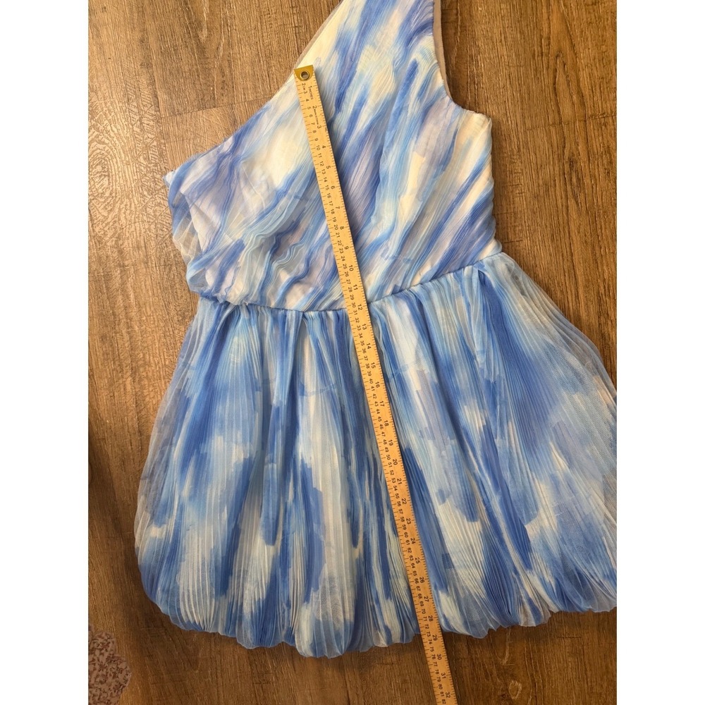 Hutch One Shoulderβ Bubble Mini Dress Blue White Abstract Print Size 10 EUC - Picture 4 of 8